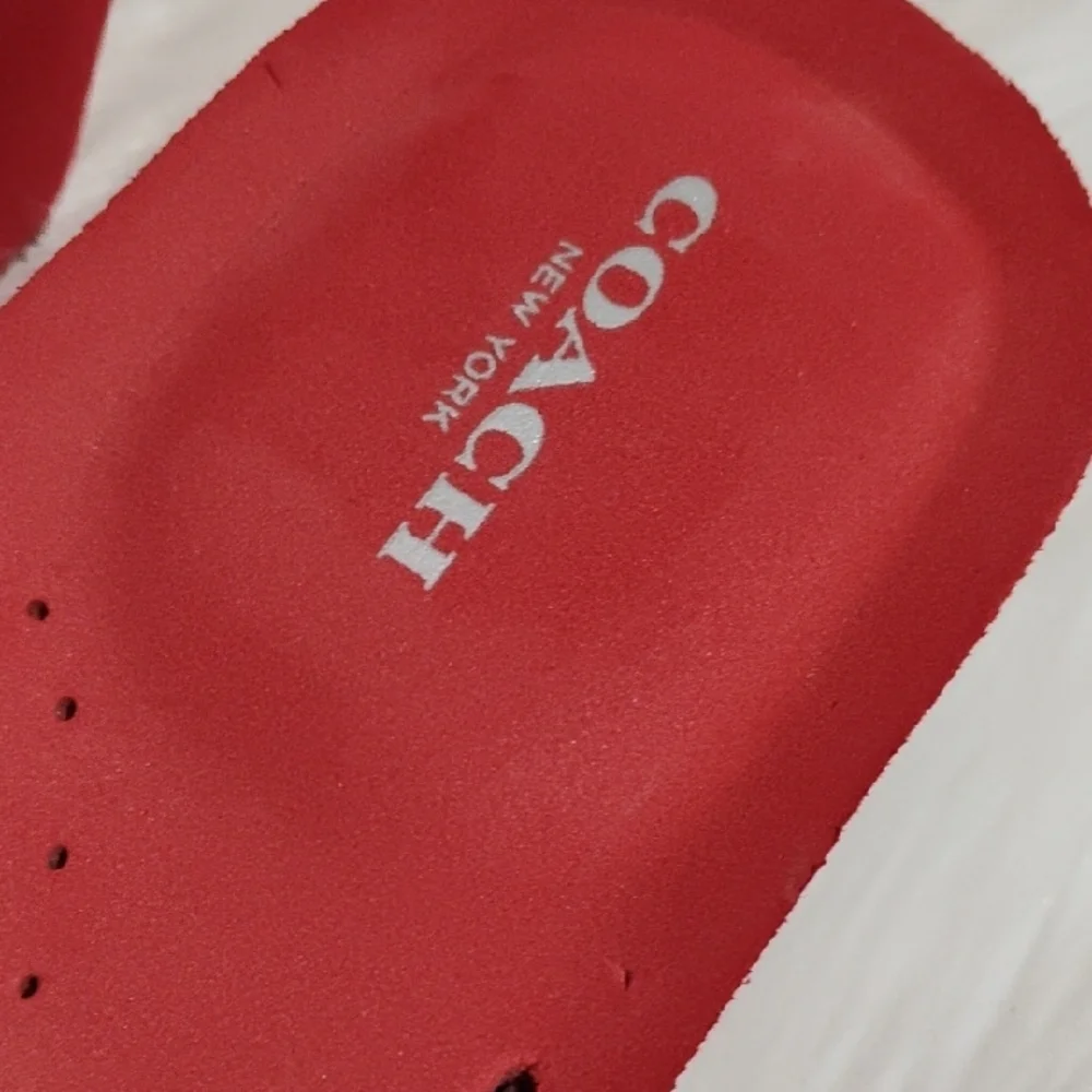 (C-20) Coach Jolene Red and Silver Wedge Sandals Sz.9.5